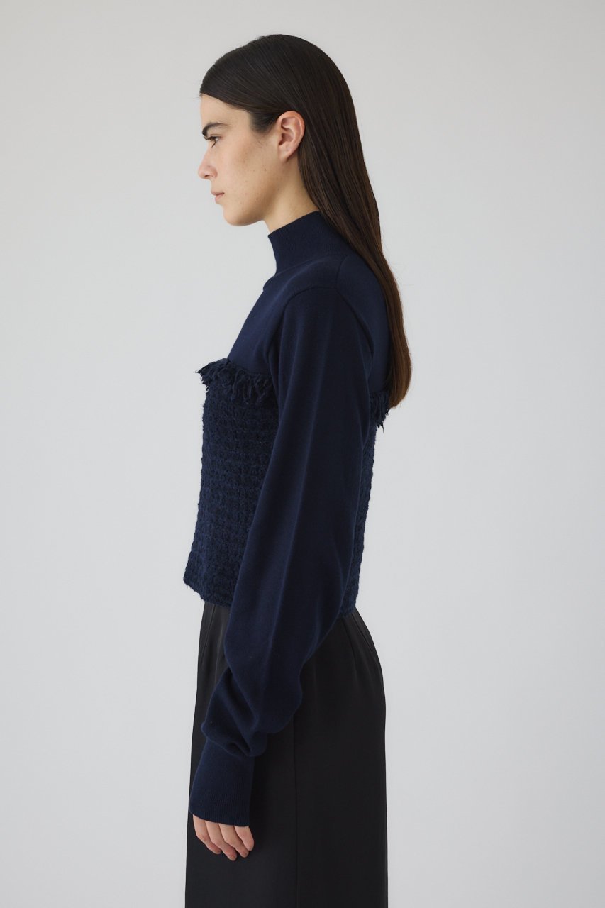 【リムアーク/RIM.ARK】の【10/23 10:00販売開始】Tweed docking knit tops/ニット 人気、トレンドファッション・服の通販 founy(ファニー) 　ファッション　Fashion　レディースファッション　Fashion for Women　トップス・カットソー　Cut & Sew Tops　ニット　Knit Tops & Sweaters　カジュアルプルオーバー・ニットトップス　Pullovers & Knit Tops / Casual Pullovers　クラシカル　Classical, Vintage-Inspired　シンプル　Simple, Minimal　スラックス　Slacks, Dress Pants　ツイード　Twill, Twill Weave　ドッキング　Docking, Mixed Material　モダン　Modern, Contemporary　other-5|ID: prp329100004745620 ipo3291000000034308236