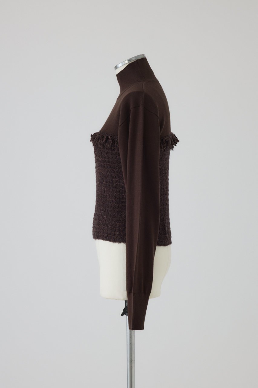 【リムアーク/RIM.ARK】のTweed docking knit tops/ニット 人気、トレンドファッション・服の通販 founy(ファニー) 　ファッション　Fashion　レディースファッション　Fashion for Women　トップス・カットソー　Cut & Sew Tops　ニット　Knit Tops & Sweaters　カジュアルプルオーバー・ニットトップス　Pullovers & Knit Tops / Casual Pullovers　クラシカル　Classical, Vintage-Inspired　シンプル　Simple, Minimal　スラックス　Slacks, Dress Pants　ツイード　Twill, Twill Weave　ドッキング　Docking, Mixed Material　モダン　Modern, Contemporary　other-3|ID: prp329100004745620 ipo3291000000035984032