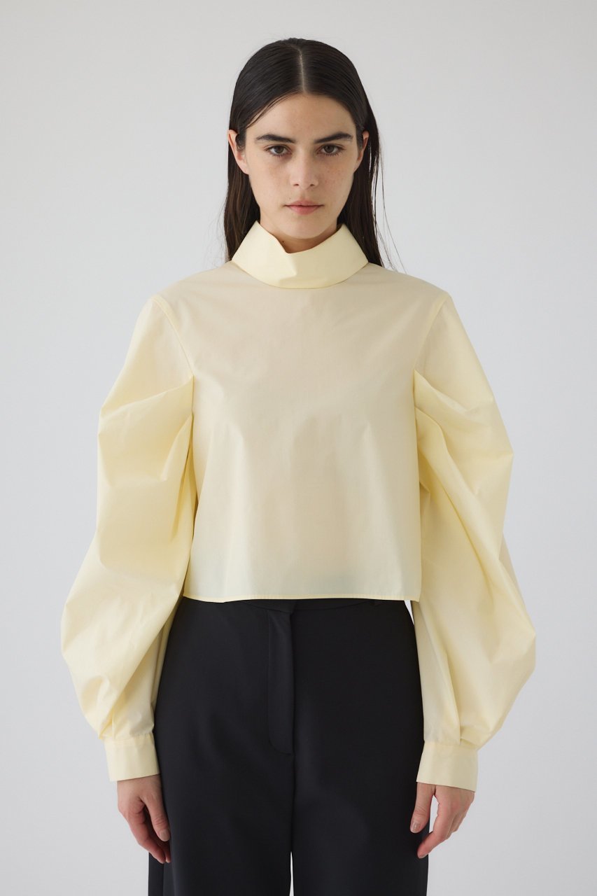 【リムアーク/RIM.ARK】の【10/23 10:00販売開始】Folded neck tuck blouse/ブラウス インテリア・キッズ・メンズ・レディースファッション・服の通販 founy(ファニー) 　ファッション　Fashion　レディースファッション　Fashion for Women　トップス・カットソー　Cut & Sew Tops　シャツ・ブラウス・オフィスカジュアル　Elegant Blouses & Button-Ups　おすすめ　Recommended / Our Picks　シルキー　Silky, Smooth Texture　スリーブ　Sleeve, Long Sleeve / Short Sleeve　タイプライター　Typewriter Fabric, Crisp Cotton　ダウン　Down, Puffer　デニム　Denim, Jeans Material　ハイネック　High Neck, Mock Neck　フォルム　Silhouette, Form　ロング　Long, Long-Length　エレガント 上品　Elegant　入学式　Entrance Ceremony　ライトイエロー|ID: prp329100004745621 ipo3291000000034308242