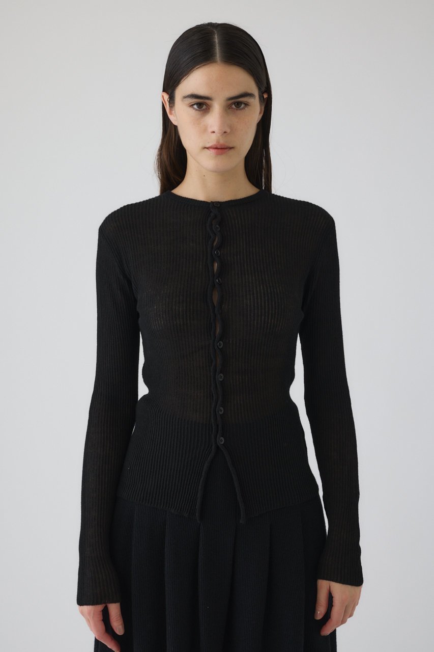 【リムアーク/RIM.ARK】の【10/23 10:00販売開始】Sheer rib spring knit/ニット インテリア・キッズ・メンズ・レディースファッション・服の通販 founy(ファニー) 　ファッション　Fashion　レディースファッション　Fashion for Women　トップス・カットソー　Cut & Sew Tops　ニット　Knit Tops & Sweaters　カジュアルプルオーバー・ニットトップス　Pullovers & Knit Tops / Casual Pullovers　おすすめ　Recommended / Our Picks　フロント　Front, Front Design　リブニット　Rib Knit, Ribbed Knit　エレガント 上品　Elegant　春　Spring　ブラック|ID: prp329100004745625 ipo3291000000034308280
