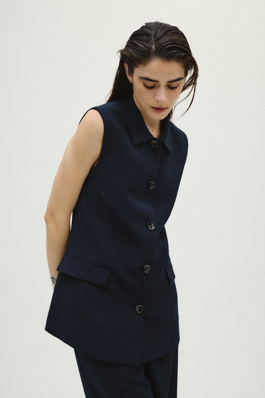【リムアーク/RIM.ARK】のClassy sleeveless tops/トップス インテリア・キッズ・メンズ・レディースファッション・服の通販 founy(ファウニー) 　ファッション　Fashion　レディースファッション　Fashion for Women　トップス・カットソー　Cut & Sew Tops　キャミソール&ノースリーブ　Camisoles & Sleeveless Tops　シャツ・ブラウス・オフィスカジュアル　Elegant Blouses & Button-Ups　おすすめ　Recommended / Our Picks　セットアップ　Set-Up, Coordinated Outfit　ノースリーブ　Sleeveless, No-Sleeve　ベスト　Vest, Waistcoat　マニッシュ　Mannish, Boyish　ロング　Long, Long-Length　ダークネイビー|ID: prp329100004745629 ipo3291000000036870416