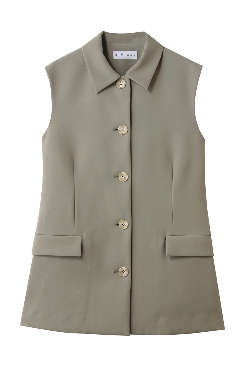 【リムアーク/RIM.ARK】のClassy sleeveless tops/トップス インテリア・キッズ・メンズ・レディースファッション・服の通販 founy(ファウニー) 　ファッション　Fashion　レディースファッション　Fashion for Women　トップス・カットソー　Cut & Sew Tops　キャミソール&ノースリーブ　Camisoles & Sleeveless Tops　シャツ・ブラウス・オフィスカジュアル　Elegant Blouses & Button-Ups　おすすめ　Recommended / Our Picks　セットアップ　Set-Up, Coordinated Outfit　ノースリーブ　Sleeveless, No-Sleeve　ベスト　Vest, Waistcoat　マニッシュ　Mannish, Boyish　ロング　Long, Long-Length　ライトカーキ|ID: prp329100004745629 ipo3291000000036870418
