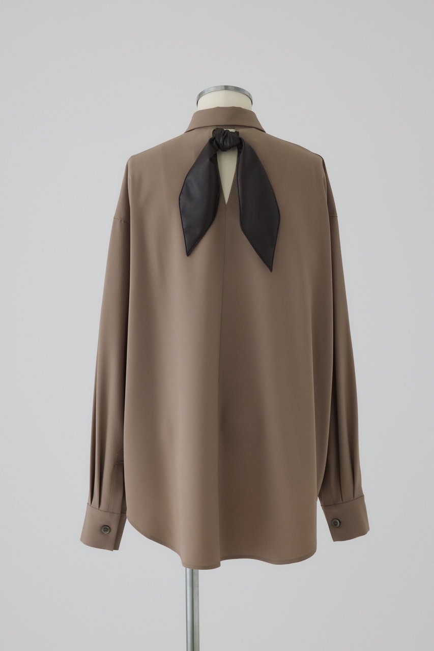 【リムアーク/RIM.ARK】のSynthetic leather tie SH/シャツ 人気、トレンドファッション・服の通販 founy(ファニー) 　ファッション　Fashion　レディースファッション　Fashion for Women　トップス・カットソー　Cut & Sew Tops　シャツ・ブラウス・オフィスカジュアル　Elegant Blouses & Button-Ups　おすすめ　Recommended / Our Picks　とろみ　Fluid, Flowy Fabric　インナー　Innerwear　シンプル　Simple, Minimal　ジャケット　Jacket, Outerwear　スリーブ　Sleeve, Long Sleeve / Short Sleeve　ドレープ　Drape, Draping Fabric　モダン　Modern, Contemporary　リラックス　Relax, Relaxed Fit　ロング　Long, Long-Length　other-4|ID: prp329100004745630 ipo3291000000035922261