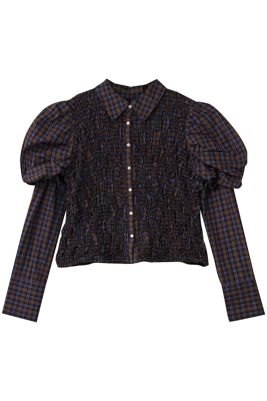 【メゾンスペシャル/MAISON SPECIAL】のPuff Sleeves Shirring Shirt/パフスリーブシャーリングシャツ インテリア・キッズ・メンズ・レディースファッション・服の通販 founy(ファニー) 　ファッション　Fashion　レディースファッション　Fashion for Women　トップス・カットソー　Cut & Sew Tops　シャツ・ブラウス・オフィスカジュアル　Elegant Blouses & Button-Ups　シャーリング　Shirring, Ruched　スリーブ　Sleeve, Long Sleeve / Short Sleeve　デニム　Denim, Jeans Material　トレンド　Trend, Trending Now　バランス　Balance, Style Balance　フィット　Fit, Slim Fit　フェミニン　Feminine, Girly　ロング　Long, Long-Length　エレガント 上品　Elegant　春　Spring　秋　Autumn　BRN(ブラウン)|ID: prp329100004747009 ipo3291000000034320574