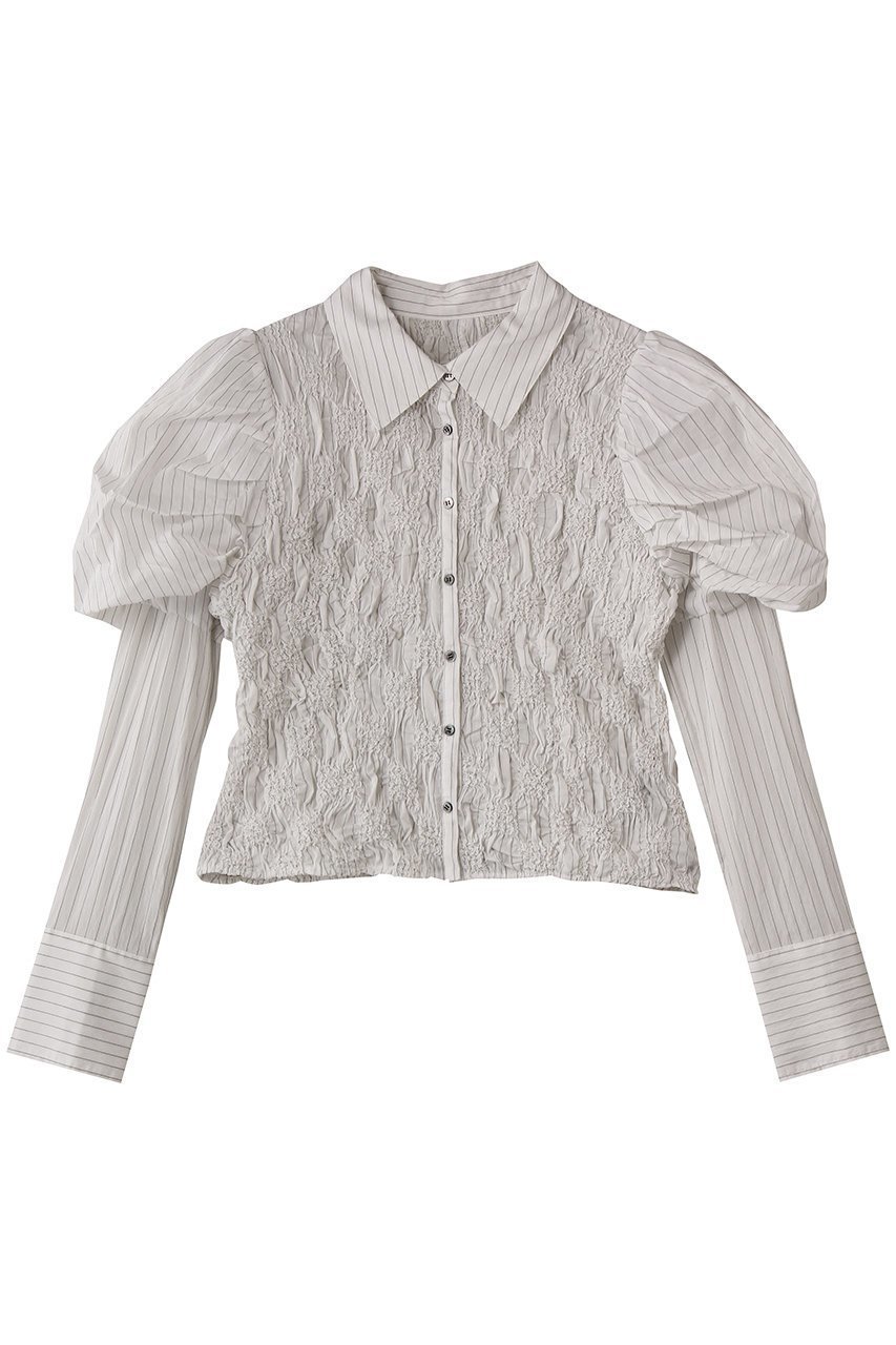 【メゾンスペシャル/MAISON SPECIAL】のPuff Sleeves Shirring Shirt/パフスリーブシャーリングシャツ インテリア・キッズ・メンズ・レディースファッション・服の通販 founy(ファニー) 　ファッション　Fashion　レディースファッション　Fashion for Women　トップス・カットソー　Cut & Sew Tops　シャツ・ブラウス・オフィスカジュアル　Elegant Blouses & Button-Ups　シャーリング　Shirring, Ruched　スリーブ　Sleeve, Long Sleeve / Short Sleeve　デニム　Denim, Jeans Material　トレンド　Trend, Trending Now　バランス　Balance, Style Balance　フィット　Fit, Slim Fit　フェミニン　Feminine, Girly　ロング　Long, Long-Length　エレガント 上品　Elegant　春　Spring　秋　Autumn　WHT(ホワイト)|ID: prp329100004747009 ipo3291000000034320575