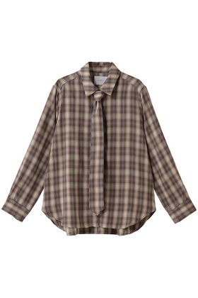 【ミディウミソリッド/MIDIUMISOLID】 check regular collar shirt with tie シャツ人気、トレンドファッション・服の通販 founy(ファニー) ファッション Fashion レディースファッション Fashion for Women トップス・カットソー Cut & Sew Tops シャツ・ブラウス・オフィスカジュアル Elegant Blouses & Button-Ups スラックス Slacks, Dress Pants スリーブ Sleeve, Long Sleeve / Short Sleeve チェック Check, Plaid, Tartan デニム Denim, Jeans Material マニッシュ Mannish, Boyish ロング Long, Long-Length 新作・新入荷 New Arrivals / New In A/W・秋冬 Autumn/Winter |ID:prp329100004747014