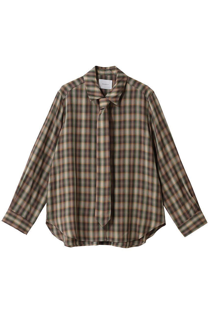 【ミディウミソリッド/MIDIUMISOLID】のチェックレギュラーカラータイ付シャツ インテリア・キッズ・メンズ・レディースファッション・服の通販 founy(ファニー) ファッション Fashion レディースファッション Fashion for Women トップス・カットソー Cut & Sew Tops シャツ・ブラウス・オフィスカジュアル Elegant Blouses & Button-Ups スラックス Slacks, Dress Pants スリーブ Sleeve, Long Sleeve / Short Sleeve チェック Check, Plaid, Tartan デニム Denim, Jeans Material マニッシュ Mannish, Boyish ロング Long, Long-Length A/W・秋冬 Autumn/Winter green|ID: prp329100004747014 ipo3291000000034526103