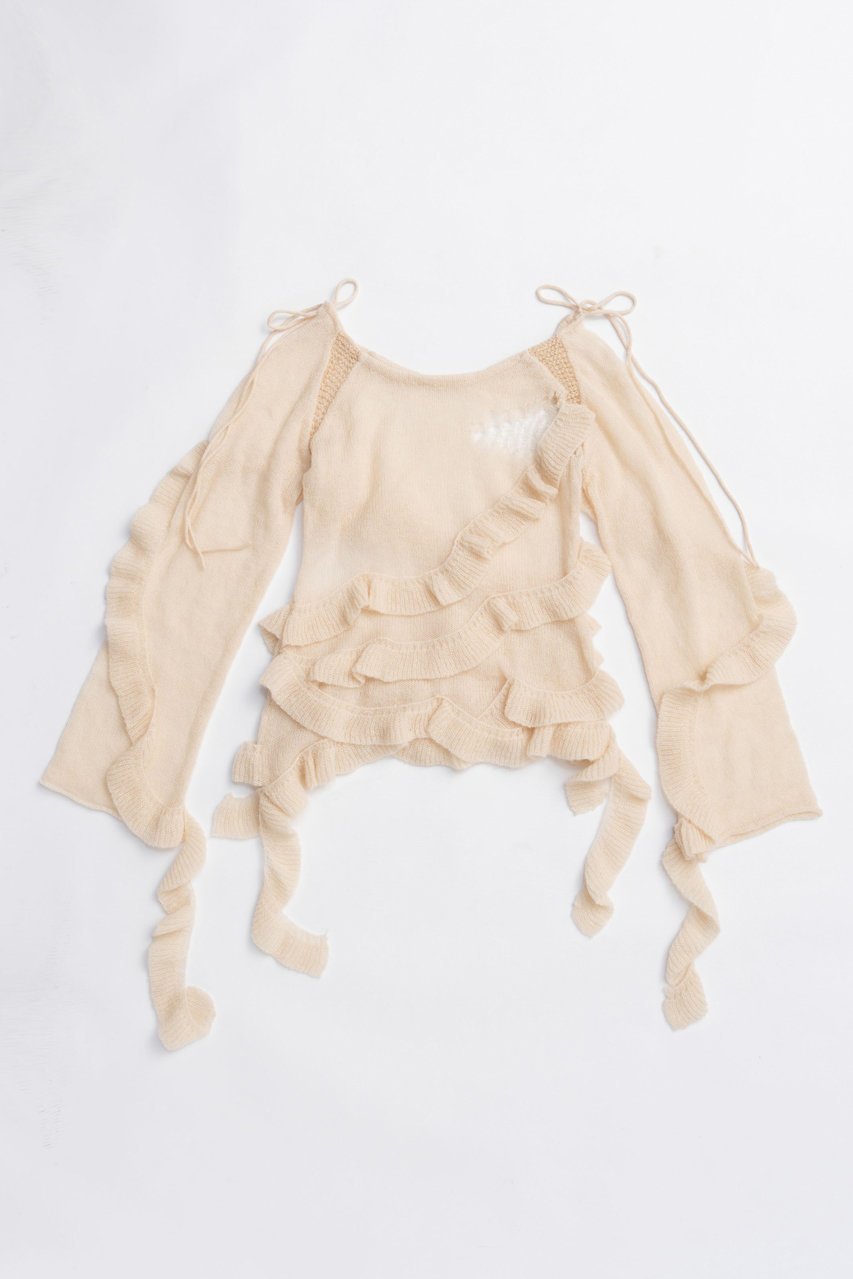 【プランク プロジェクト/PRANK PROJECT】のモヘアチュニック / Mohair Tunic インテリア・キッズ・メンズ・レディースファッション・服の通販 founy(ファニー) ファッション Fashion レディースファッション Fashion for Women トップス・カットソー Cut & Sew Tops ニット Knit Tops & Sweaters カジュアルプルオーバー・ニットトップス Pullovers & Knit Tops / Casual Pullovers シアー Sheer, See-Through スリーブ Sleeve, Long Sleeve / Short Sleeve ダメージ Distressed, Destroyed チュニック Tunic, Long Top フリル Frill, Ruffle ロング Long, Long-Length A/W・秋冬 Autumn/Winter IVR(アイボリー)|ID: prp329100004747026 ipo3291000000034320724