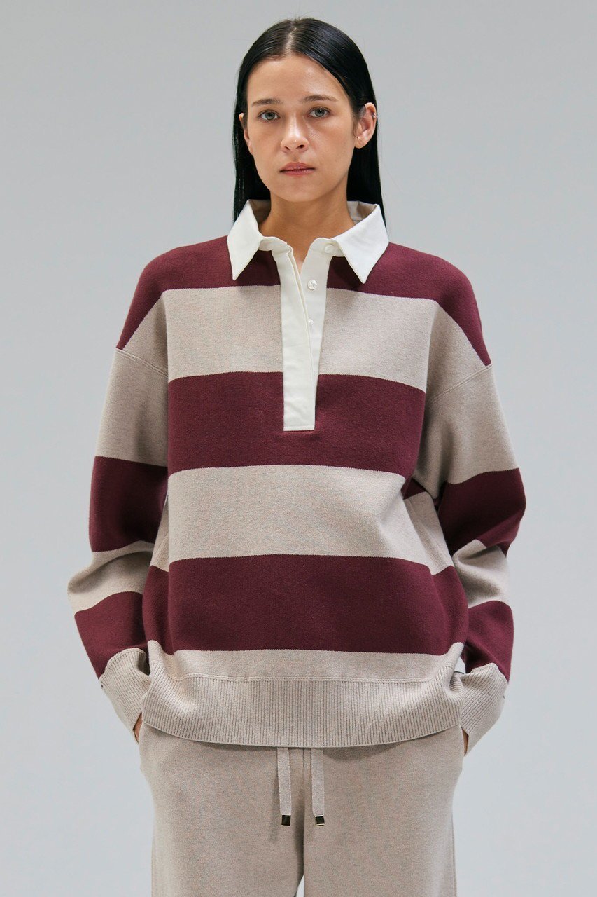 【ベイジ,/BEIGE,】のTAFT/ラガーニットシャツ 人気、トレンドファッション・服の通販 founy(ファニー) 　ファッション　Fashion　レディースファッション　Fashion for Women　トップス・カットソー　Cut & Sew Tops　ニット　Knit Tops & Sweaters　シャツ・ブラウス・オフィスカジュアル　Elegant Blouses & Button-Ups　カジュアルプルオーバー・ニットトップス　Pullovers & Knit Tops / Casual Pullovers　トレンド　Trend, Trending Now　バランス　Balance, Style Balance　ボーダー　Border, Stripe　エレガント 上品　Elegant　再入荷　Restock / Back in Stock　無地　Plain, Solid Color　other-7|ID: prp329100004747028 ipo3291000000035771398