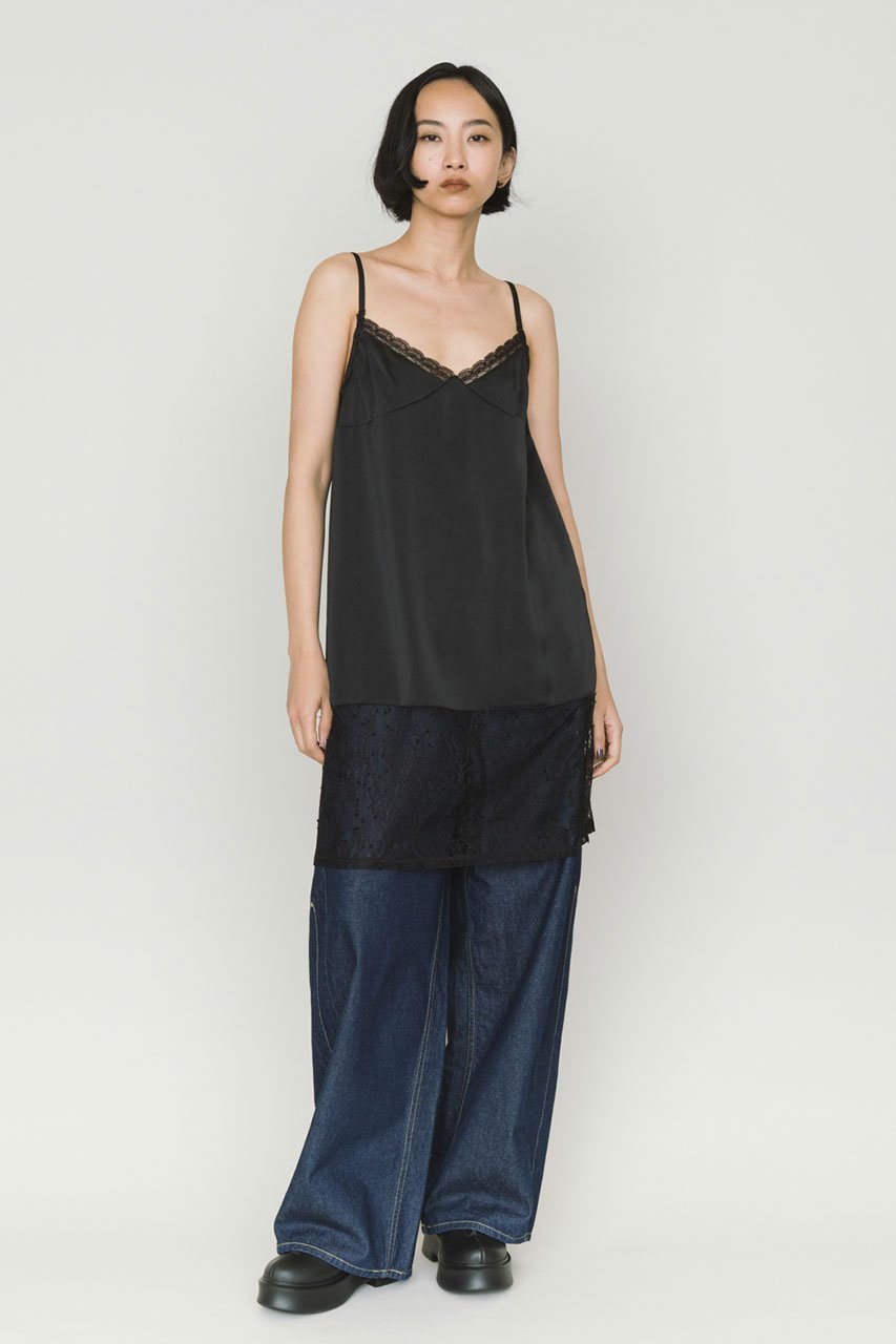 【ミディウミソリッド/MIDIUMISOLID】のスリップキャミソールワンピース 人気、トレンドファッション・服の通販 founy(ファニー) 　ファッション　Fashion　レディースファッション　Fashion for Women　ワンピース　Dresses　チュニック　Tunic Tops & Dresses　おすすめ　Recommended / Our Picks　エレガント 上品　Elegant　キャミ　Camisole, Cami Top　ギャザー　Gathered, Ruffled　スリット　Slit, Slit Detail　チュニック　Tunic, Long Top　ファブリック　Fabric, Textile　リュクス　Luxury, Elegant, High-End, Chic　レース　Lace, Lace Fabric　other-7|ID: prp329100004747031 ipo3291000000036710943