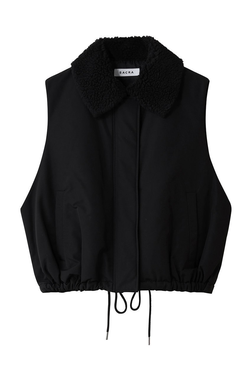 【サクラ/SACRA】のパディングハイカウントタッサーベスト インテリア・キッズ・メンズ・レディースファッション・服の通販 founy(ファニー) 　ファッション　Fashion　レディースファッション　Fashion for Women　アウター　Coat / Outerwear Collection　レディースジャケット・軽アウター　Jackets　イタリア　Italy　ジャケット　Jacket, Outerwear　ドローストリング　Drawstring, Pull Cord　フォルム　Silhouette, Form　ベスト　Vest, Waistcoat　リュクス　Luxury, Elegant, High-End, Chic　エレガント 上品　Elegant　新作・新入荷　New Arrivals / New In　ブラック|ID: prp329100004747053 ipo3291000000034320992