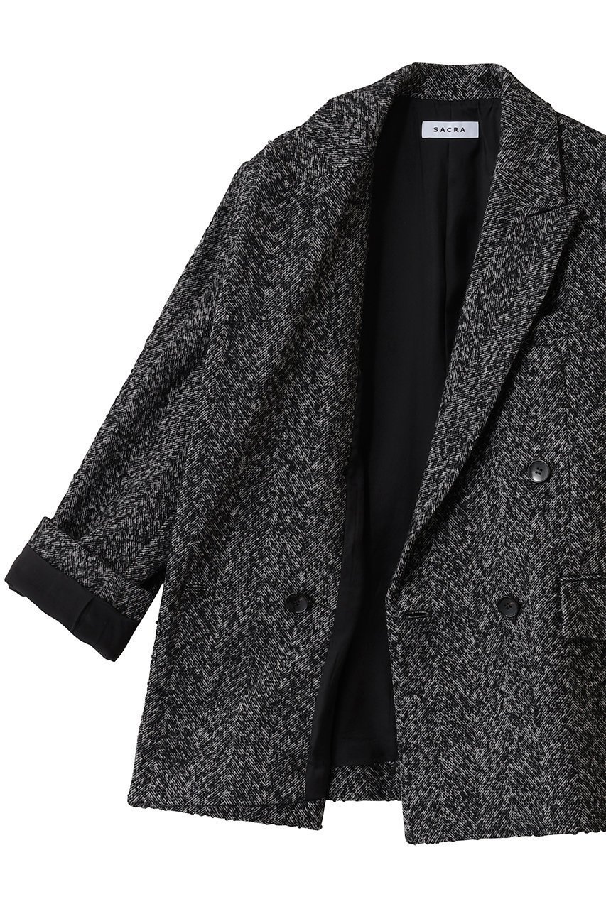 【サクラ/SACRA】のヘリンボーンツイードジャケット 人気、トレンドファッション・服の通販 founy(ファニー) 　ファッション　Fashion　レディースファッション　Fashion for Women　アウター　Coat / Outerwear Collection　レディースジャケット・軽アウター　Jackets　ショルダー　Shoulder, Shoulder Strap　ジャケット　Jacket, Outerwear　ツイード　Twill, Twill Weave　ビッグ　Big, Oversized　フォルム　Silhouette, Form　マニッシュ　Mannish, Boyish　ループ　Loop, Loop Knit　エレガント 上品　Elegant　other-6|ID: prp329100004747061 ipo3291000000036005106