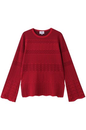 【ランバン オン ブルー/LANVIN en Bleu】 ニットレースプルオーバー人気、トレンドファッション・服の通販 founy(ファニー) ファッション Fashion レディースファッション Fashion for Women トップス・カットソー Cut & Sew Tops ニット Knit Tops & Sweaters カジュアルプルオーバー・ニットトップス Pullovers & Knit Tops / Casual Pullovers インナー Innerwear カーディガン Cardigan, Knitwear ジャケット Jacket, Outerwear スカラップ Scallop, Scalloped Edge スリット Slit, Slit Detail フェミニン Feminine, Girly レース Lace, Lace Fabric エレガント 上品 Elegant 新作・新入荷 New Arrivals / New In |ID:prp329100004747071