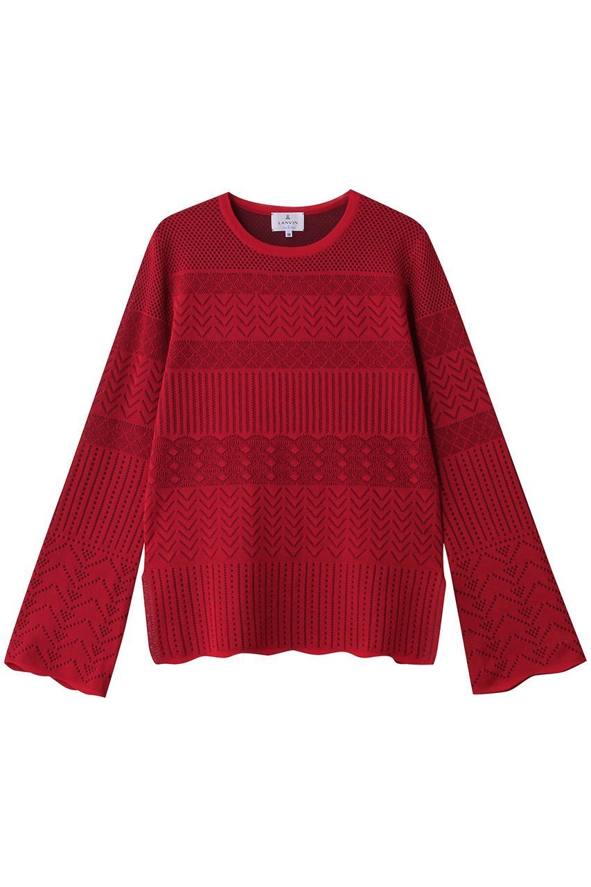 【ランバン オン ブルー/LANVIN en Bleu】のニットレースプルオーバー 人気、トレンドファッション・服の通販 founy(ファニー) 　ファッション　Fashion　レディースファッション　Fashion for Women　トップス・カットソー　Cut & Sew Tops　ニット　Knit Tops & Sweaters　カジュアルプルオーバー・ニットトップス　Pullovers & Knit Tops / Casual Pullovers　インナー　Innerwear　カーディガン　Cardigan, Knitwear　ジャケット　Jacket, Outerwear　スカラップ　Scallop, Scalloped Edge　スリット　Slit, Slit Detail　フェミニン　Feminine, Girly　レース　Lace, Lace Fabric　エレガント 上品　Elegant　新作・新入荷　New Arrivals / New In　 other-1|ID: prp329100004747071 ipo3291000000034321135