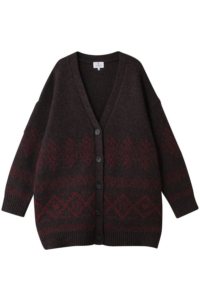 【ランバン オン ブルー/LANVIN en Bleu】のVネックジャガードニットカーディガン インテリア・キッズ・メンズ・レディースファッション・服の通販 founy(ファニー) https://founy.com/ ファッション Fashion レディースファッション Fashion for Women トップス・カットソー Cut & Sew Tops ニット Knit Tops & Sweaters カーディガン・羽織り Layered Style Cardigans Vネックトップス V-Neck Tops / V-Cut Neckline Shirts カーディガン Cardigan, Knitwear ジャカード／ジャガード Jacquard, Woven Pattern リラックス Relax, Relaxed Fit |ID: prp329100004747073 ipo3291000000034321148