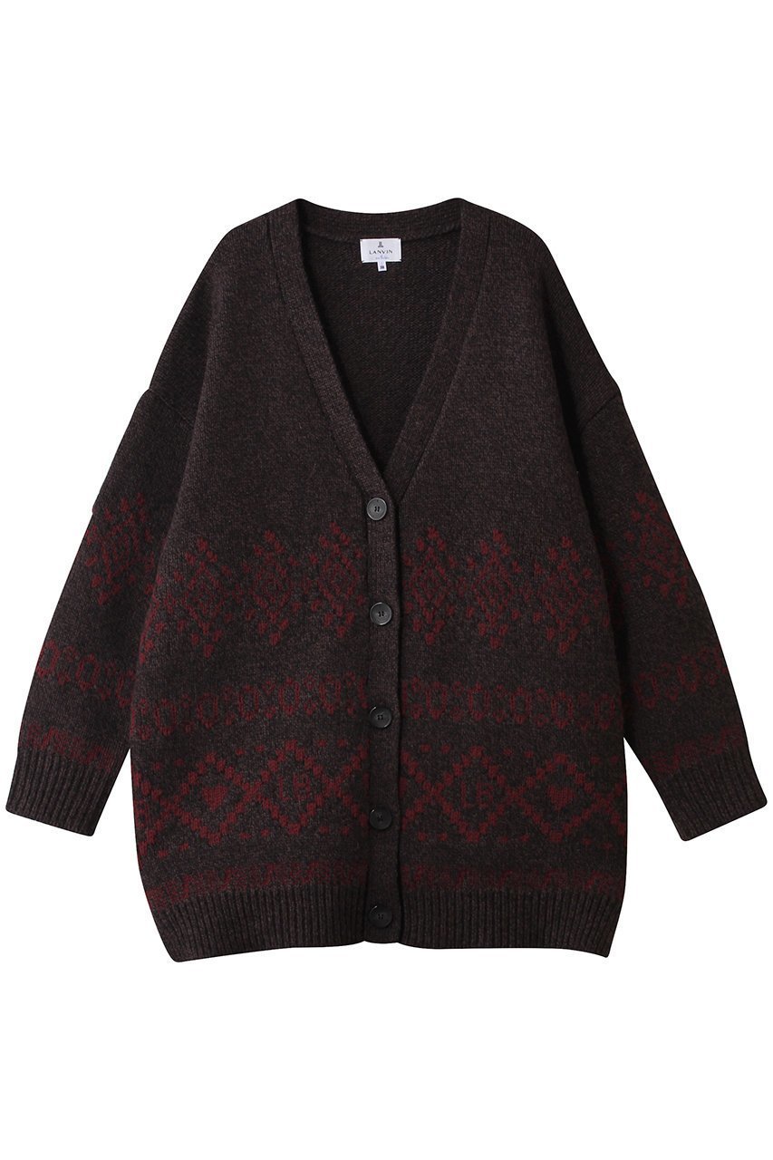 【ランバン オン ブルー/LANVIN en Bleu】のVネックジャガードニットカーディガン 人気、トレンドファッション・服の通販 founy(ファニー) 　ファッション　Fashion　レディースファッション　Fashion for Women　トップス・カットソー　Cut & Sew Tops　ニット　Knit Tops & Sweaters　カーディガン・羽織り　Layered Style Cardigans　Vネックトップス　V-Neck Tops / V-Cut Neckline Shirts　カーディガン　Cardigan, Knitwear　ジャカード／ジャガード　Jacquard, Woven Pattern　リラックス　Relax, Relaxed Fit　新作・新入荷　New Arrivals / New In　 other-1|ID: prp329100004747073 ipo3291000000034321148