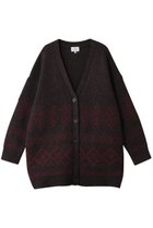 【ランバン オン ブルー/LANVIN en Bleu】のVネックジャガードニットカーディガン ブラウン|ID:prp329100004747073