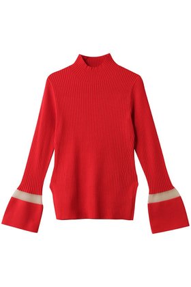 【ランバン オン ブルー/LANVIN en Bleu】 シアーポイントカフスリブニット人気、トレンドファッション・服の通販 founy(ファニー) ファッション Fashion レディースファッション Fashion for Women トップス・カットソー Cut & Sew Tops ニット Knit Tops & Sweaters カジュアルプルオーバー・ニットトップス Pullovers & Knit Tops / Casual Pullovers インナー Innerwear カフス Cuff Design シアー Sheer, See-Through シンプル Simple, Minimal スリット Slit, Slit Detail フレア Flare, Flared リブニット Rib Knit, Ribbed Knit エレガント 上品 Elegant 新作・新入荷 New Arrivals / New In |ID:prp329100004747074