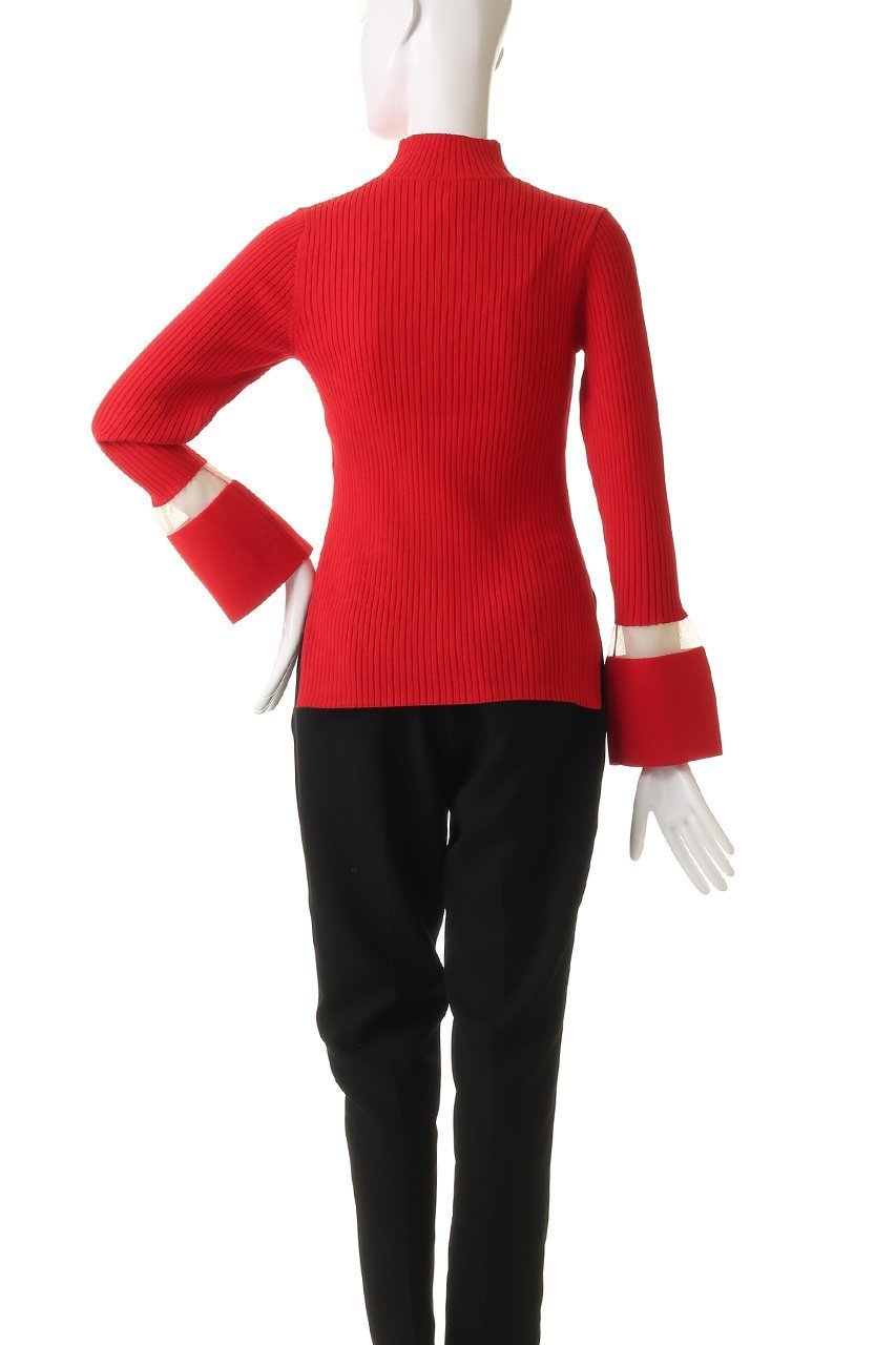 【ランバン オン ブルー/LANVIN en Bleu】のシアーポイントカフスリブニット 人気、トレンドファッション・服の通販 founy(ファニー) 　ファッション　Fashion　レディースファッション　Fashion for Women　トップス・カットソー　Cut & Sew Tops　ニット　Knit Tops & Sweaters　カジュアルプルオーバー・ニットトップス　Pullovers & Knit Tops / Casual Pullovers　インナー　Innerwear　カフス　Cuff Design　シアー　Sheer, See-Through　シンプル　Simple, Minimal　スリット　Slit, Slit Detail　フレア　Flare, Flared　リブニット　Rib Knit, Ribbed Knit　エレガント 上品　Elegant　other-4|ID: prp329100004747074 ipo3291000000036078715