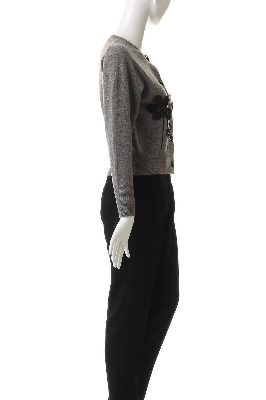 【ランバン オン ブルー/LANVIN en Bleu】のフラワー刺しゅうカーディガン 人気、トレンドファッション・服の通販 founy(ファニー) 　ファッション　Fashion　レディースファッション　Fashion for Women　トップス・カットソー　Cut & Sew Tops　ニット　Knit Tops & Sweaters　カーディガン・羽織り　Layered Style Cardigans　カーディガン　Cardigan, Knitwear　クロップド　Cropped, Short Length　シンプル　Simple, Minimal　バランス　Balance, Style Balance　フェイクレザー　Faux Leather, PU Leather　フェミニン　Feminine, Girly　フラワー　Flower, Floral　ボトム　Bottoms, Lower Wear　モチーフ　Motif, Design Theme　エレガント 上品　Elegant　other-3|ID: prp329100004747075 ipo3291000000036005144