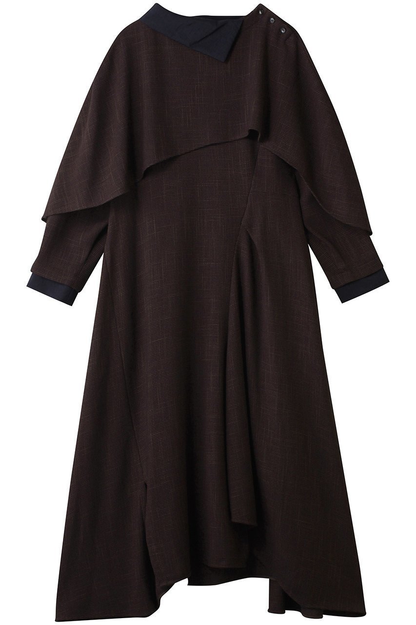 【ランバン オン ブルー/LANVIN en Bleu】のアシンメトリーコンビワンピース 人気、トレンドファッション・服の通販 founy(ファニー) 　ファッション　Fashion　レディースファッション　Fashion for Women　ワンピース　Dresses　チュニック　Tunic Tops & Dresses　アシンメトリー　Asymmetrical Style　チュニック　Tunic, Long Top　ドレープ　Drape, Draping Fabric　フレア　Flare, Flared　ロング　Long, Long-Length　新作・新入荷　New Arrivals / New In　無地　Plain, Solid Color　 other-1|ID: prp329100004747076 ipo3291000000034321178