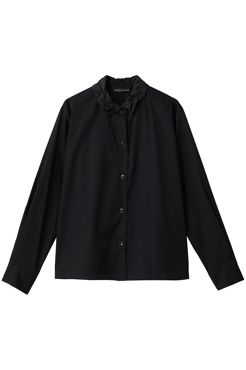【ミズイロ インド/mizuiro ind】のwasher collar shirt シャツ インテリア・キッズ・メンズ・レディースファッション・服の通販 founy(ファニー) 　ファッション　Fashion　レディースファッション　Fashion for Women　トップス・カットソー　Cut & Sew Tops　シャツ・ブラウス・オフィスカジュアル　Elegant Blouses & Button-Ups　おすすめ　Recommended / Our Picks　インナー　Innerwear　カーディガン　Cardigan, Knitwear　シンプル　Simple, Minimal　スウェット / スエット　Sweatshirt, Sweatwear　スリーブ　Sleeve, Long Sleeve / Short Sleeve　ロング　Long, Long-Length　ワッシャー　Washer, Crinkled Finish　エレガント 上品　Elegant　新作・新入荷　New Arrivals / New In　black|ID: prp329100004747092 ipo3291000000034321323