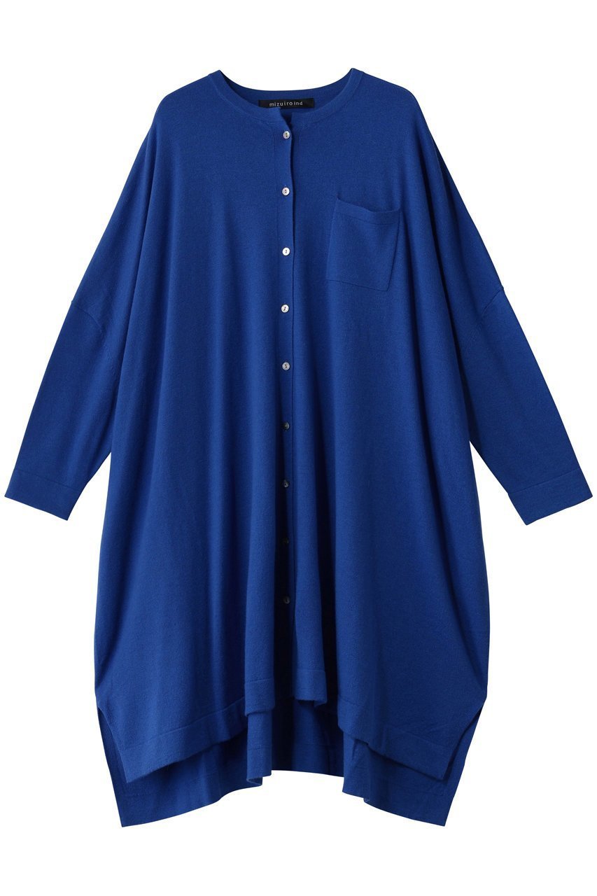 【ミズイロ インド/mizuiro ind】のハイゲージスタンドカラーワンピース インテリア・キッズ・メンズ・レディースファッション・服の通販 founy(ファニー) 　ファッション　Fashion　レディースファッション　Fashion for Women　ワンピース　Dresses　チュニック　Tunic Tops & Dresses　チュニック　Tunic, Long Top　トレンド　Trend, Trending Now　ドレープ　Drape, Draping Fabric　エレガント 上品　Elegant　羽織　Haori, Light Jacket　blue|ID: prp329100004747093 ipo3291000000035889134