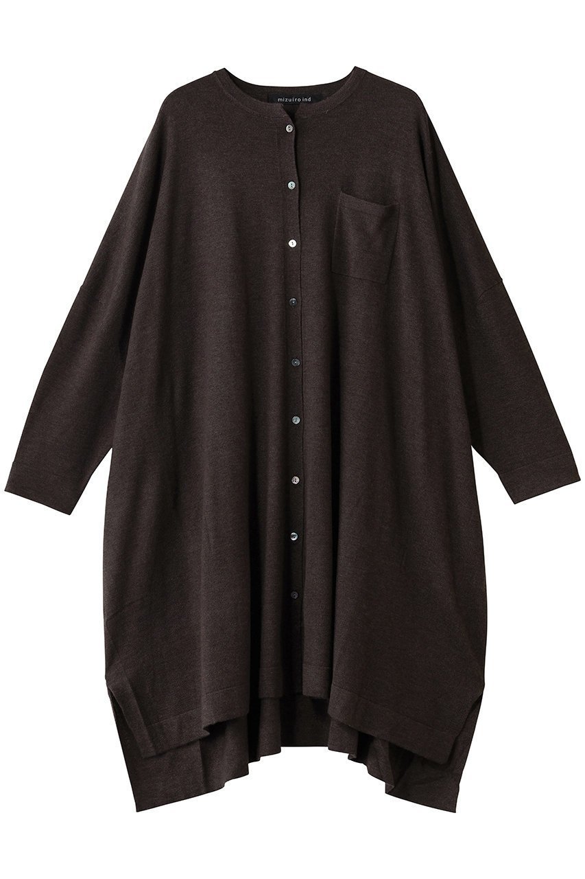【ミズイロ インド/mizuiro ind】のハイゲージスタンドカラーワンピース インテリア・キッズ・メンズ・レディースファッション・服の通販 founy(ファニー) 　ファッション　Fashion　レディースファッション　Fashion for Women　ワンピース　Dresses　チュニック　Tunic Tops & Dresses　チュニック　Tunic, Long Top　トレンド　Trend, Trending Now　ドレープ　Drape, Draping Fabric　エレガント 上品　Elegant　羽織　Haori, Light Jacket　d.brown|ID: prp329100004747093 ipo3291000000035889136