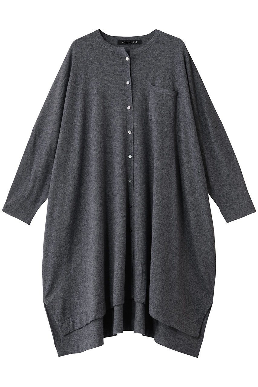 【ミズイロ インド/mizuiro ind】のハイゲージスタンドカラーワンピース インテリア・キッズ・メンズ・レディースファッション・服の通販 founy(ファニー) 　ファッション　Fashion　レディースファッション　Fashion for Women　ワンピース　Dresses　チュニック　Tunic Tops & Dresses　チュニック　Tunic, Long Top　トレンド　Trend, Trending Now　ドレープ　Drape, Draping Fabric　エレガント 上品　Elegant　羽織　Haori, Light Jacket　gray|ID: prp329100004747093 ipo3291000000035889139