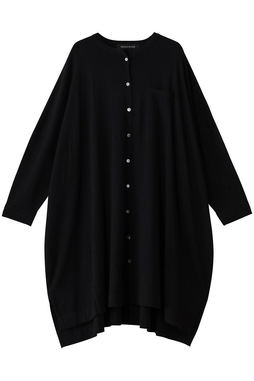 【ミズイロ インド/mizuiro ind】のハイゲージスタンドカラーワンピース インテリア・キッズ・メンズ・レディースファッション・服の通販 founy(ファニー) 　ファッション　Fashion　レディースファッション　Fashion for Women　ワンピース　Dresses　チュニック　Tunic Tops & Dresses　チュニック　Tunic, Long Top　トレンド　Trend, Trending Now　ドレープ　Drape, Draping Fabric　エレガント 上品　Elegant　羽織　Haori, Light Jacket　black|ID: prp329100004747093 ipo3291000000035889140