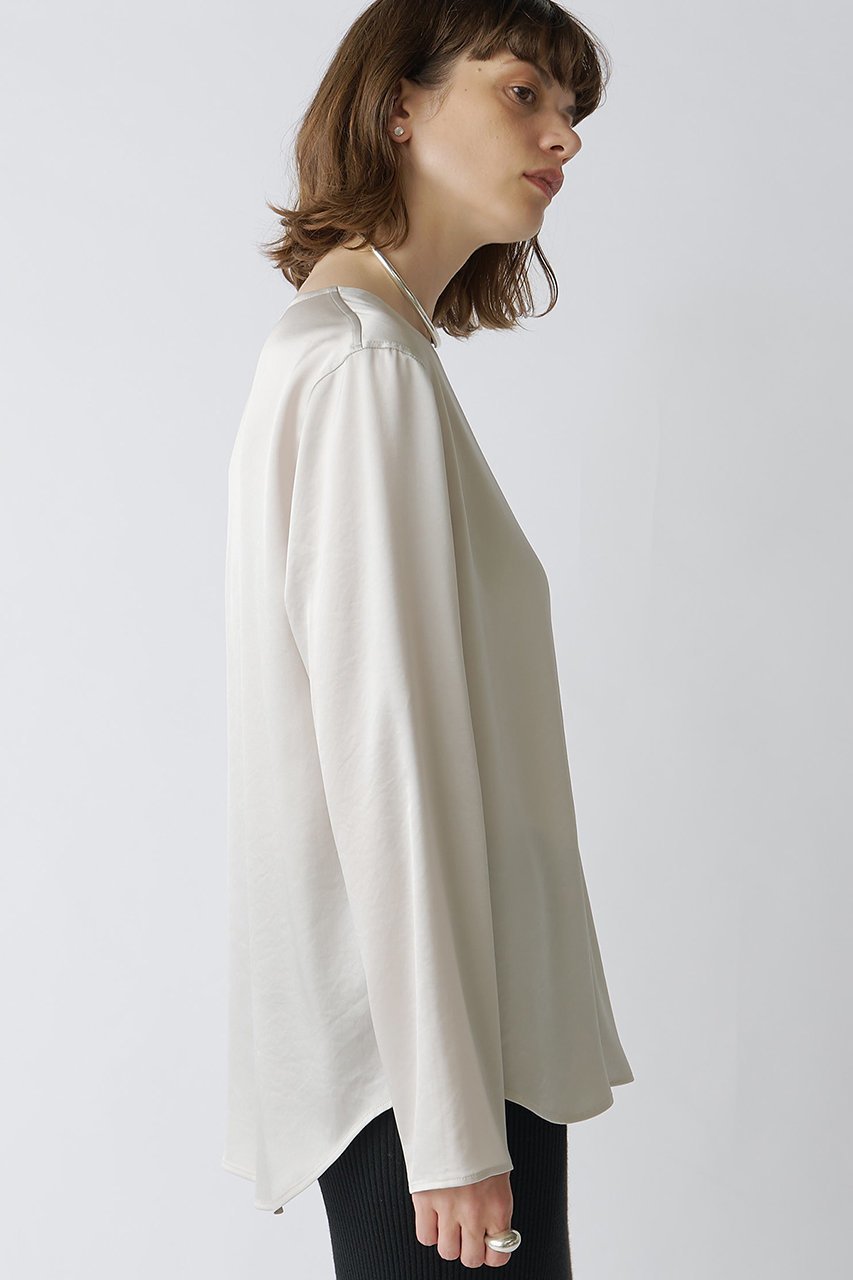【ウィムガゼット/Whim Gazette】の【Drawing Numbers】サテンボートブラウス 人気、トレンドファッション・服の通販 founy(ファニー) 　ファッション　Fashion　レディースファッション　Fashion for Women　トップス・カットソー　Cut & Sew Tops　シャツ・ブラウス・オフィスカジュアル　Elegant Blouses & Button-Ups　おすすめ　Recommended / Our Picks　なめらか　Smooth, Silky Texture　エレガント 上品　Elegant　サテン　Satin, Glossy Fabric　シルク　Silk, 100% Silk　シンプル　Simple, Minimal　スウェット / スエット　Sweatshirt, Sweatwear　ストレート　Straight, Straight Cut　スリーブ　Sleeve, Long Sleeve / Short Sleeve　デコルテ　Décolleté, Neckline　ラウンド　Round, Round Neck　ロング　Long, Long-Length　ワイド　Wide, Wide Fit　新作・新入荷　New Arrivals / New In　other-4|ID: prp329100004747095 ipo3291000000034321360
