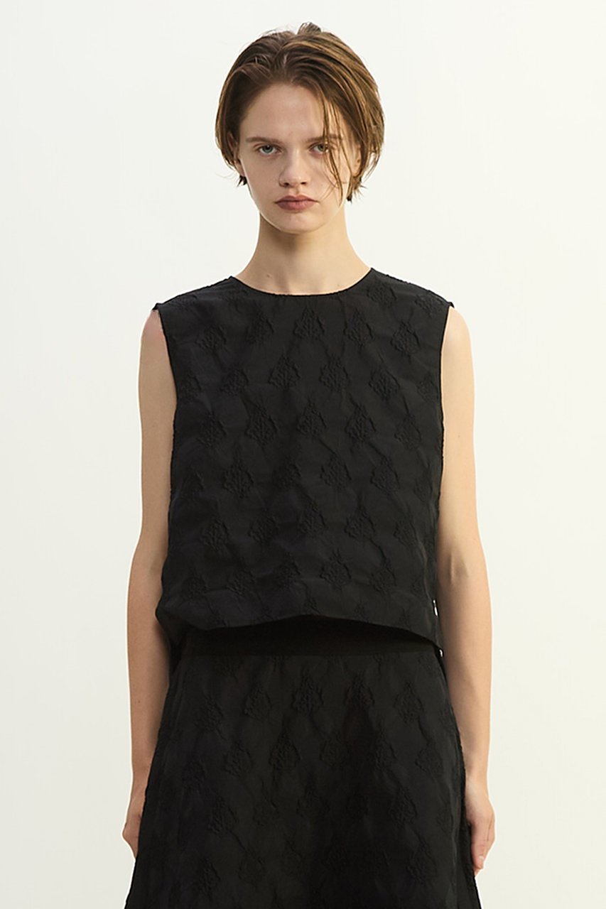 【プレインピープル/PLAIN PEOPLE】のオーナメントJQノースリーブブラウス 人気、トレンドファッション・服の通販 founy(ファニー) 　ファッション　Fashion　レディースファッション　Fashion for Women　トップス・カットソー　Cut & Sew Tops　キャミソール&ノースリーブ　Camisoles & Sleeveless Tops　シャツ・ブラウス・オフィスカジュアル　Elegant Blouses & Button-Ups　おすすめ　Recommended / Our Picks　コンパクト　Compact, Small Size　ジャカード／ジャガード　Jacquard, Woven Pattern　セットアップ　Set-Up, Coordinated Outfit　セレモニー　Ceremony　ノースリーブ　Sleeveless, No-Sleeve　バランス　Balance, Style Balance　エレガント 上品　Elegant　 other-1|ID: prp329100004747098 ipo3291000000035771638