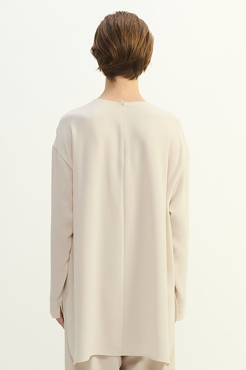 【プレインピープル/PLAIN PEOPLE】のバックサテンジョーゼットノーカラーブラウス 人気、トレンドファッション・服の通販 founy(ファニー) 　ファッション　Fashion　レディースファッション　Fashion for Women　トップス・カットソー　Cut & Sew Tops　シャツ・ブラウス・オフィスカジュアル　Elegant Blouses & Button-Ups　バッグ　Bags　おすすめ　Recommended / Our Picks　ショート　Short, Short Length　スリーブ　Sleeve, Long Sleeve / Short Sleeve　セットアップ　Set-Up, Coordinated Outfit　ロング　Long, Long-Length　新作・新入荷　New Arrivals / New In　長袖　Long Sleeve, Full Sleeve　other-3|ID: prp329100004747103 ipo3291000000034321416