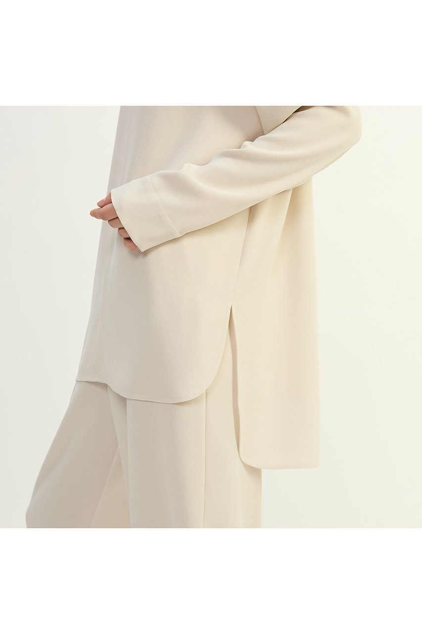 【プレインピープル/PLAIN PEOPLE】のバックサテンジョーゼットノーカラーブラウス 人気、トレンドファッション・服の通販 founy(ファニー) 　ファッション　Fashion　レディースファッション　Fashion for Women　トップス・カットソー　Cut & Sew Tops　シャツ・ブラウス・オフィスカジュアル　Elegant Blouses & Button-Ups　バッグ　Bags　おすすめ　Recommended / Our Picks　ショート　Short, Short Length　スリーブ　Sleeve, Long Sleeve / Short Sleeve　セットアップ　Set-Up, Coordinated Outfit　ロング　Long, Long-Length　新作・新入荷　New Arrivals / New In　長袖　Long Sleeve, Full Sleeve　other-5|ID: prp329100004747103 ipo3291000000034321418