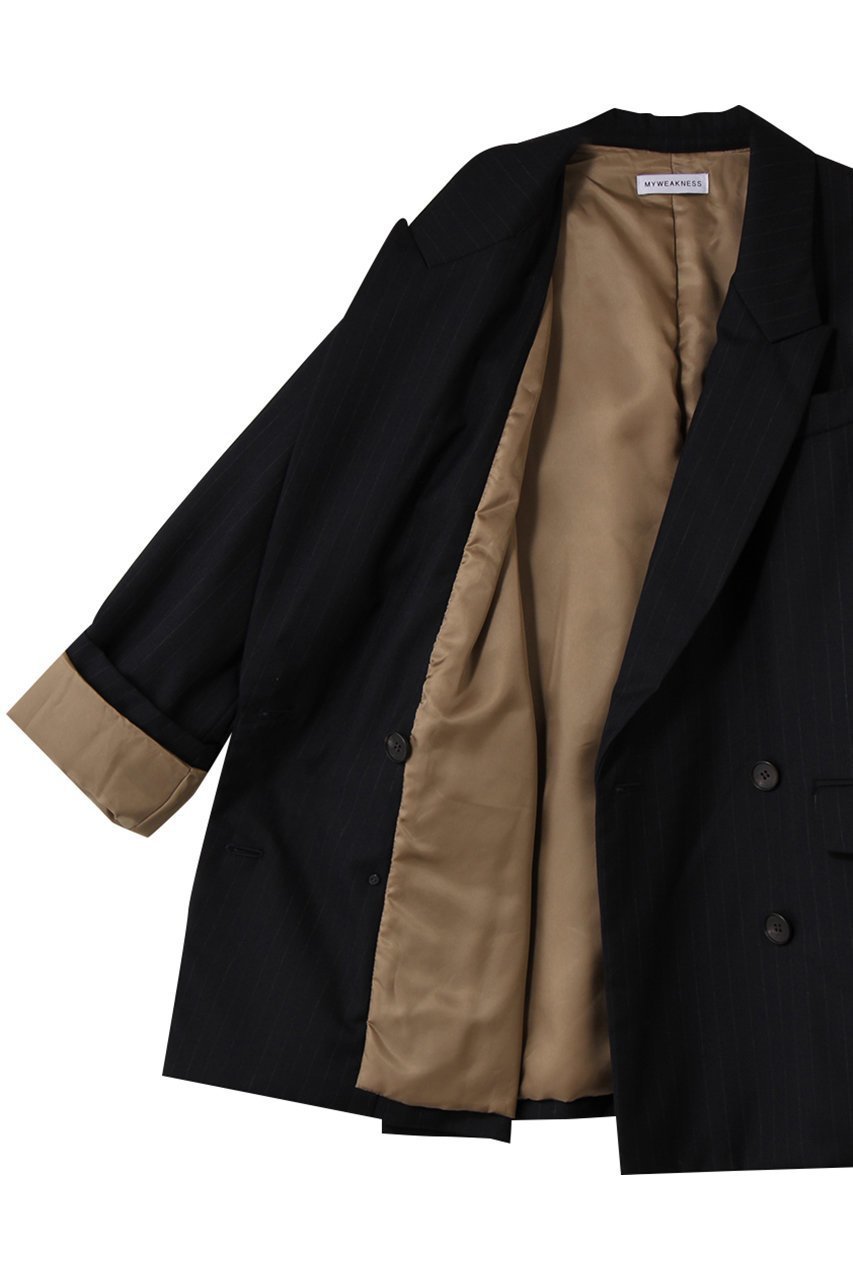 【マイ ウィークネス/MY WEAKNESS】のHilja Jacket 人気、トレンドファッション・服の通販 founy(ファニー) 　ファッション　Fashion　レディースファッション　Fashion for Women　アウター　Coat / Outerwear Collection　レディースジャケット・軽アウター　Jackets　ジャケット　Jacket, Outerwear　ストライプ　Stripe, Striped Pattern　スリーブ　Sleeve, Long Sleeve / Short Sleeve　ダブル　Double, Double-Breasted　マニッシュ　Mannish, Boyish　ロング　Long, Long-Length　新作・新入荷　New Arrivals / New In　A/W・秋冬　Autumn/Winter　other-6|ID: prp329100004748418 ipo3291000000034335284