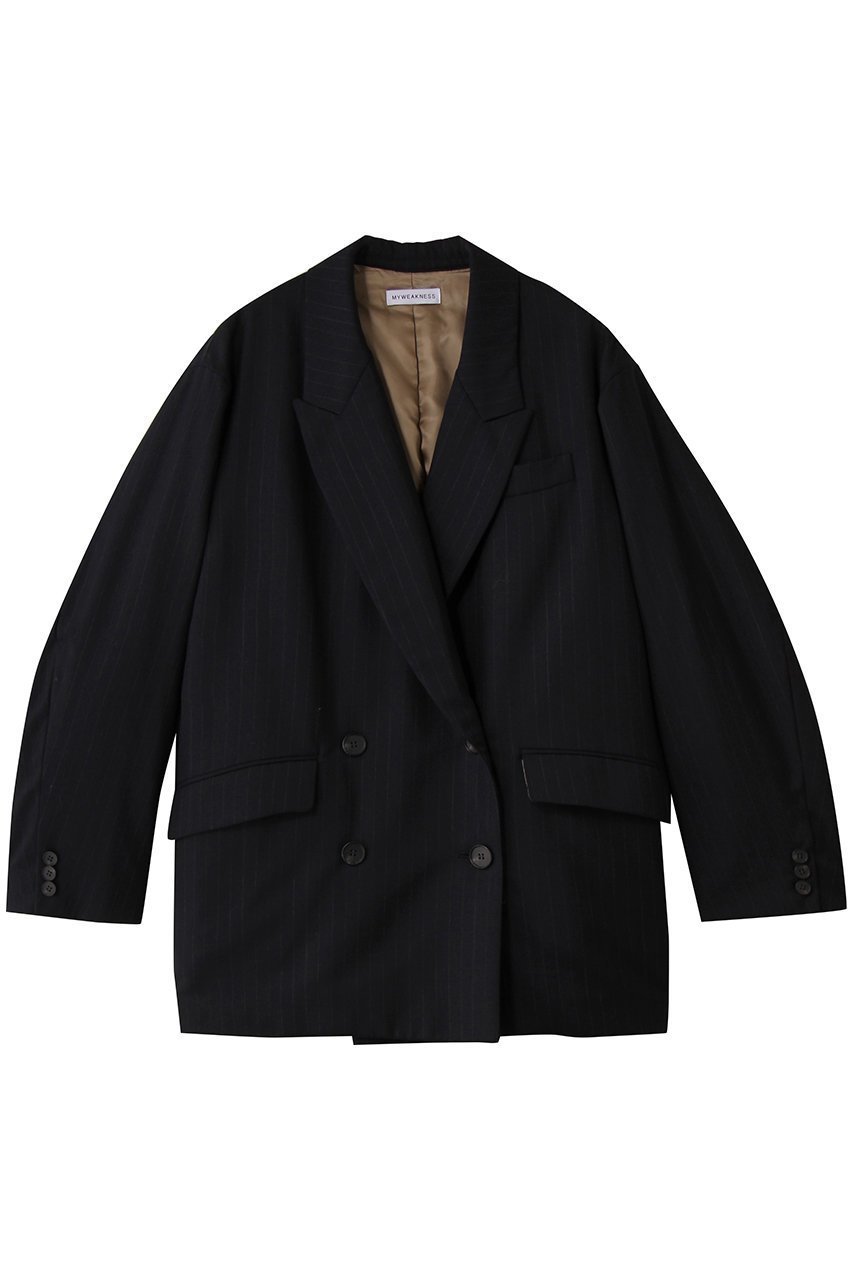 【マイ ウィークネス/MY WEAKNESS】のHilja Jacket インテリア・キッズ・メンズ・レディースファッション・服の通販 founy(ファニー) 　ファッション　Fashion　レディースファッション　Fashion for Women　アウター　Coat / Outerwear Collection　レディースジャケット・軽アウター　Jackets　クラシック　Classic, Timeless Style　シンプル　Simple, Minimal　ジャケット　Jacket, Outerwear　ストライプ　Stripe, Striped Pattern　ダブル　Double, Double-Breasted　トレンド　Trend, Trending Now　リラックス　Relax, Relaxed Fit　エレガント 上品　Elegant　ネイビーストライプ|ID: prp329100004748418 ipo3291000000036015315