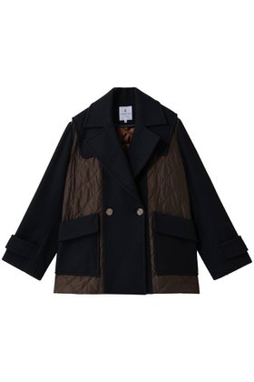 【ランバン オン ブルー/LANVIN en Bleu】 コンビネーションコート人気、トレンドファッション・服の通販 founy(ファニー) ファッション Fashion レディースファッション Fashion for Women アウター Coat / Outerwear Collection コート・ロングコート・ピーコート Long Coats, Peacoats & More キルティング Quilted, Quilting ショート Short, Short Length バランス Balance, Style Balance ミックス Mix, Mixed Style メルトン Melton, Heavy Wool リラックス Relax, Relaxed Fit エレガント 上品 Elegant |ID:prp329100004748424