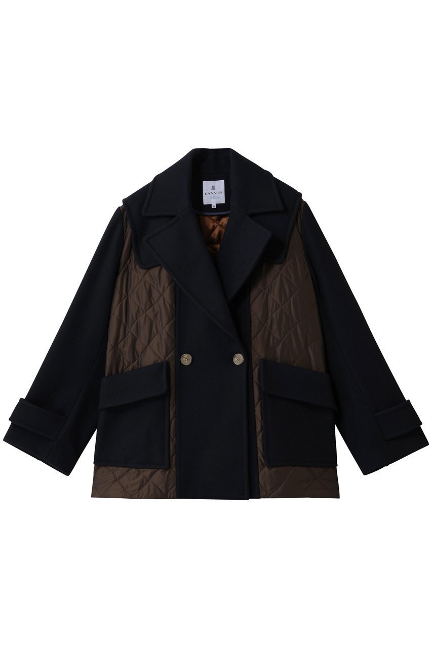 【ランバン オン ブルー/LANVIN en Bleu】のコンビネーションコート 人気、トレンドファッション・服の通販 founy(ファニー) 　ファッション　Fashion　レディースファッション　Fashion for Women　アウター　Coat / Outerwear Collection　コート・ロングコート・ピーコート　Long Coats, Peacoats & More　キルティング　Quilted, Quilting　ショート　Short, Short Length　バランス　Balance, Style Balance　ミックス　Mix, Mixed Style　メルトン　Melton, Heavy Wool　リラックス　Relax, Relaxed Fit　エレガント 上品　Elegant　 other-1|ID: prp329100004748424 ipo3291000000036068853