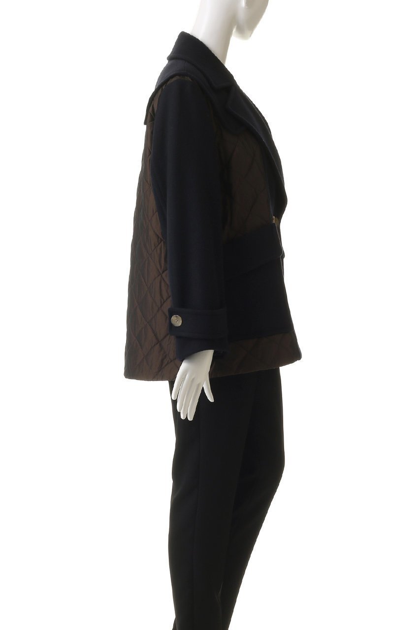 【ランバン オン ブルー/LANVIN en Bleu】のコンビネーションコート 人気、トレンドファッション・服の通販 founy(ファニー) 　ファッション　Fashion　レディースファッション　Fashion for Women　アウター　Coat / Outerwear Collection　コート・ロングコート・ピーコート　Long Coats, Peacoats & More　キルティング　Quilted, Quilting　ショート　Short, Short Length　バランス　Balance, Style Balance　ミックス　Mix, Mixed Style　メルトン　Melton, Heavy Wool　リラックス　Relax, Relaxed Fit　エレガント 上品　Elegant　other-3|ID: prp329100004748424 ipo3291000000036068862