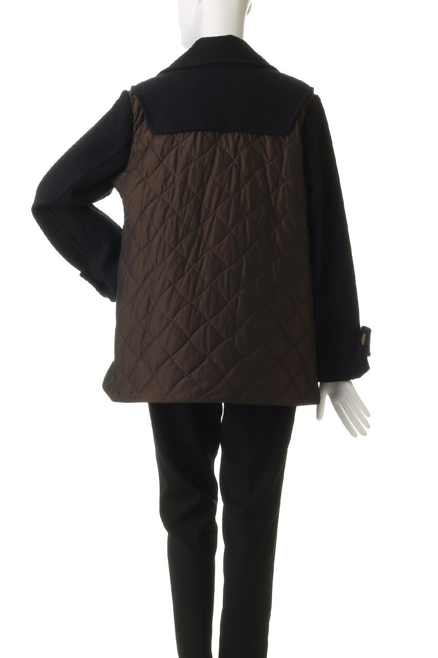 【ランバン オン ブルー/LANVIN en Bleu】のコンビネーションコート 人気、トレンドファッション・服の通販 founy(ファニー) 　ファッション　Fashion　レディースファッション　Fashion for Women　アウター　Coat / Outerwear Collection　コート・ロングコート・ピーコート　Long Coats, Peacoats & More　キルティング　Quilted, Quilting　ショート　Short, Short Length　バランス　Balance, Style Balance　ミックス　Mix, Mixed Style　メルトン　Melton, Heavy Wool　リラックス　Relax, Relaxed Fit　エレガント 上品　Elegant　other-4|ID: prp329100004748424 ipo3291000000036068864