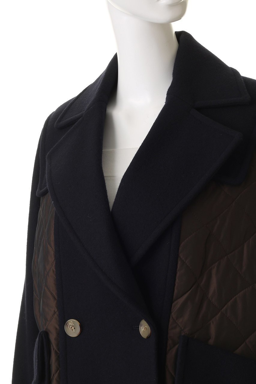 【ランバン オン ブルー/LANVIN en Bleu】のコンビネーションコート 人気、トレンドファッション・服の通販 founy(ファニー) 　ファッション　Fashion　レディースファッション　Fashion for Women　アウター　Coat / Outerwear Collection　コート・ロングコート・ピーコート　Long Coats, Peacoats & More　キルティング　Quilted, Quilting　ショート　Short, Short Length　バランス　Balance, Style Balance　ミックス　Mix, Mixed Style　メルトン　Melton, Heavy Wool　リラックス　Relax, Relaxed Fit　エレガント 上品　Elegant　other-5|ID: prp329100004748424 ipo3291000000036068867