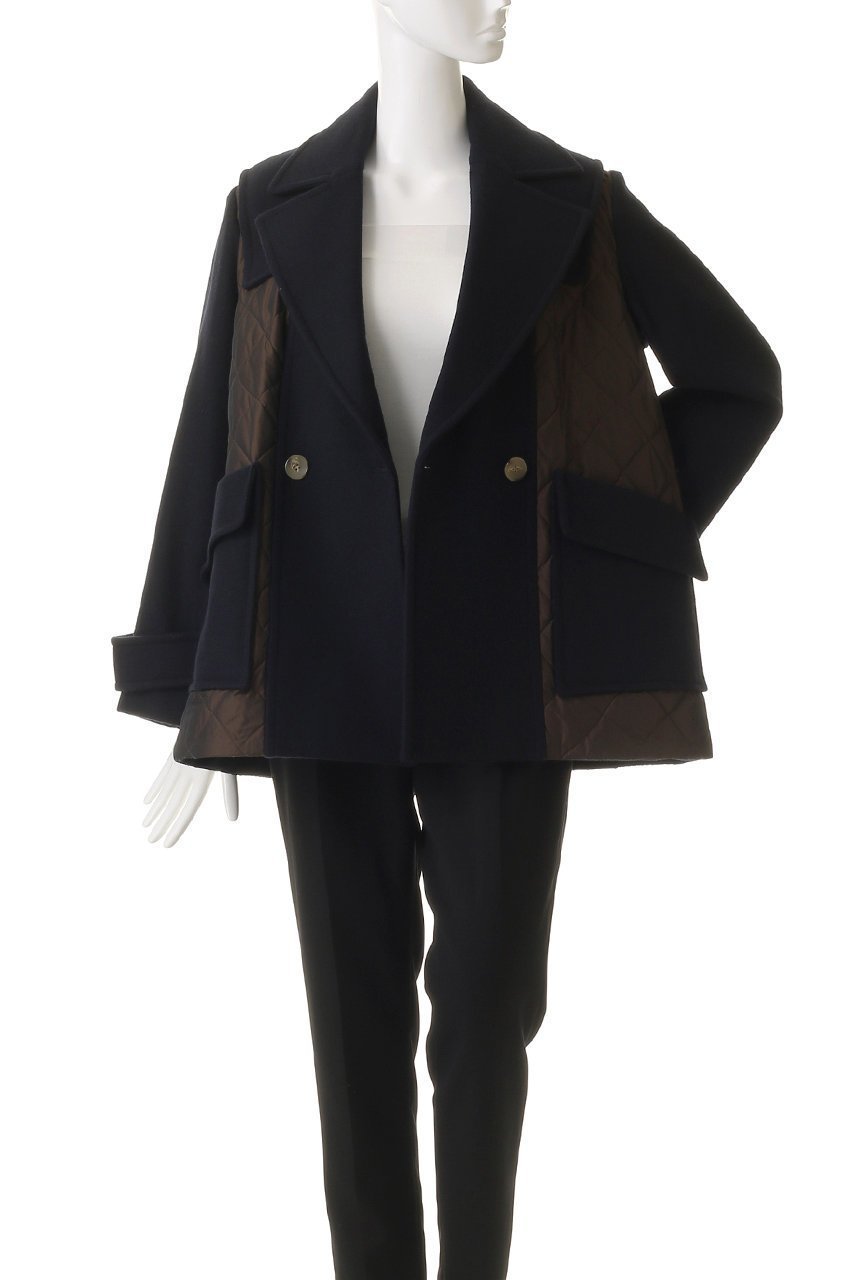 【ランバン オン ブルー/LANVIN en Bleu】のコンビネーションコート 人気、トレンドファッション・服の通販 founy(ファニー) 　ファッション　Fashion　レディースファッション　Fashion for Women　アウター　Coat / Outerwear Collection　コート・ロングコート・ピーコート　Long Coats, Peacoats & More　キルティング　Quilted, Quilting　ショート　Short, Short Length　バランス　Balance, Style Balance　ミックス　Mix, Mixed Style　メルトン　Melton, Heavy Wool　リラックス　Relax, Relaxed Fit　エレガント 上品　Elegant　other-7|ID: prp329100004748424 ipo3291000000036068873