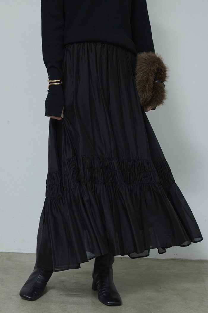 【ガリャルダガランテ/GALLARDAGALANTE】のギャザーフレアスカート インテリア・キッズ・メンズ・レディースファッション・服の通販 founy(ファニー) https://founy.com/ ファッション Fashion レディースファッション Fashion for Women スカート Skirts Aライン・フレアスカート A-Line & Flared Skirts ロングスカート Long Skirts / Maxi & Midi Skirts ギャザー Gathered, Ruffled シアー Sheer, See-Through ロング Long, Long-Length エレガント 上品 Elegant |ID: prp329100004748426 ipo3291000000035586963