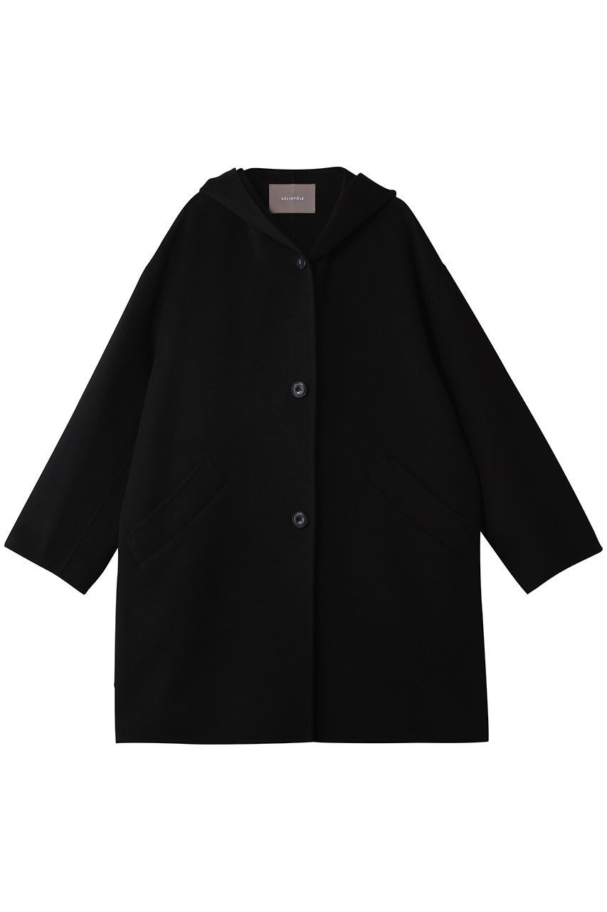 【エリオポール/heliopole】のダブルフェイスフーディーコート インテリア・キッズ・メンズ・レディースファッション・服の通販 founy(ファニー) 　ファッション　Fashion　レディースファッション　Fashion for Women　アウター　Coat / Outerwear Collection　コート・ロングコート・ピーコート　Long Coats, Peacoats & More　ダブル　Double, Double-Breasted　フェイス　Face, Facial Design　ロング　Long, Long-Length　エレガント 上品　Elegant　ブラック|ID: prp329100004748434 ipo3291000000036015332
