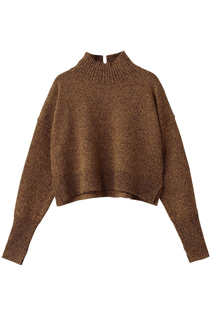【ランバン オン ブルー/LANVIN en Bleu】のメランジクロップドハイネックニット インテリア・キッズ・メンズ・レディースファッション・服の通販 founy(ファニー)  ファッション Fashion レディースファッション Fashion for Women トップス・カットソー Cut & Sew Tops ニット Knit Tops & Sweaters カジュアルプルオーバー・ニットトップス Pullovers & Knit Tops / Casual Pullovers おすすめ Recommended / Our Picks クロップド Cropped, Short Length スラックス Slacks, Dress Pants スリット Slit, Slit Detail デニム Denim, Jeans Material バランス Balance, Style Balance メランジ Melange, Mixed Yarn 新作・新入荷 New Arrivals / New In ブラウン|ID: prp329100004748439 ipo3291000000034335463