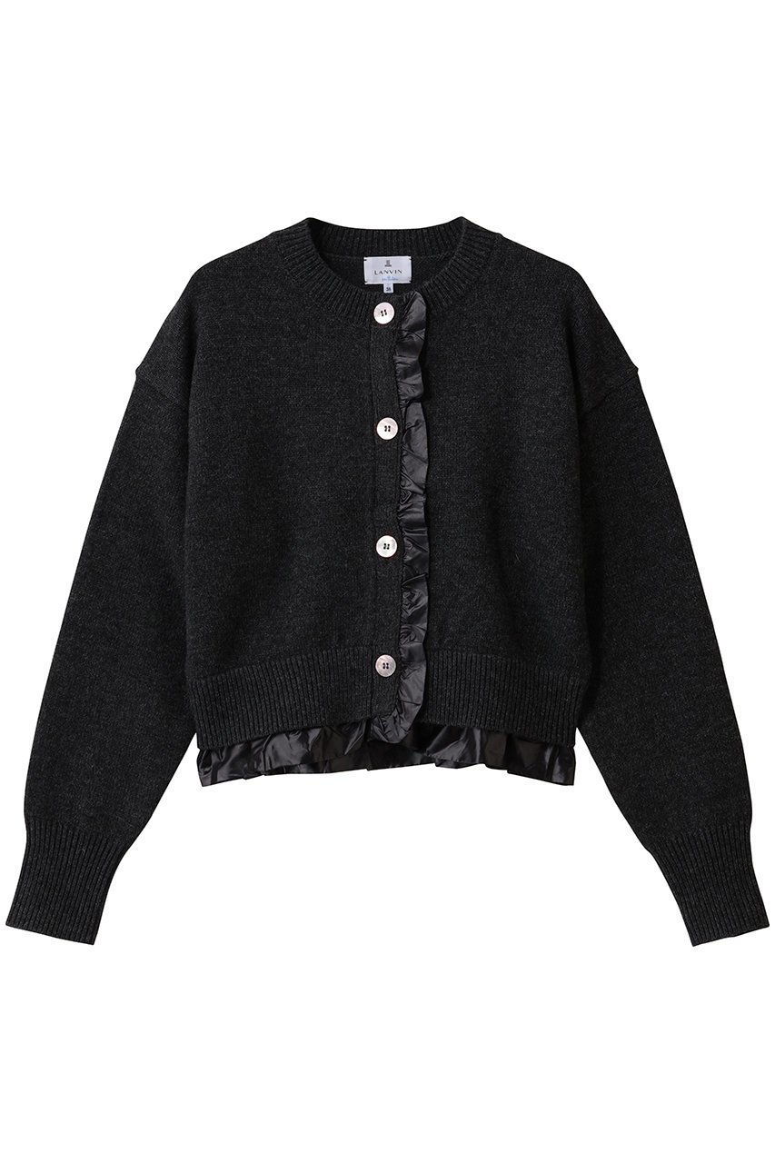 【ランバン オン ブルー/LANVIN en Bleu】のタフタトリムニットカーディガン インテリア・キッズ・メンズ・レディースファッション・服の通販 founy(ファニー)  ファッション Fashion レディースファッション Fashion for Women トップス・カットソー Cut & Sew Tops ニット Knit Tops & Sweaters カーディガン・羽織り Layered Style Cardigans おすすめ Recommended / Our Picks カーディガン Cardigan, Knitwear コンパクト Compact, Small Size ショート Short, Short Length タフタ Taffeta, Structured Fabric トレンド Trend, Trending Now フェミニン Feminine, Girly エレガント 上品 Elegant 新作・新入荷 New Arrivals / New In チャコールグレー|ID: prp329100004748440 ipo3291000000034335476