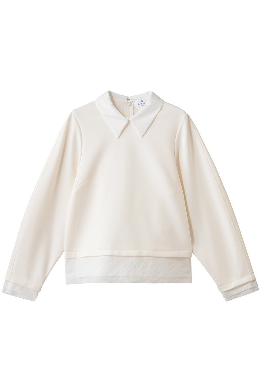 【ランバン オン ブルー/LANVIN en Bleu】のシャツカラーコンビカットソー インテリア・キッズ・メンズ・レディースファッション・服の通販 founy(ファニー) 　ファッション　Fashion　レディースファッション　Fashion for Women　トップス・カットソー　Cut & Sew Tops　シャツ・ブラウス・オフィスカジュアル　Elegant Blouses & Button-Ups　ロングTシャツ・Tシャツ　Longline T-Shirts & Tees　カットソー・ベーシックTシャツ　Cut-and-Sewn Tops / Stretch Tees & Basics　カットソー　Cut and Sewn Top　コンパクト　Compact, Small Size　コンビ　Combo, Combination Style　ショート　Short, Short Length　シンプル　Simple, Minimal　スリーブ　Sleeve, Long Sleeve / Short Sleeve　デニム　Denim, Jeans Material　トレンド　Trend, Trending Now　ボトム　Bottoms, Lower Wear　ロング　Long, Long-Length　ワイド　Wide, Wide Fit　オフ|ID: prp329100004748442 ipo3291000000036015352