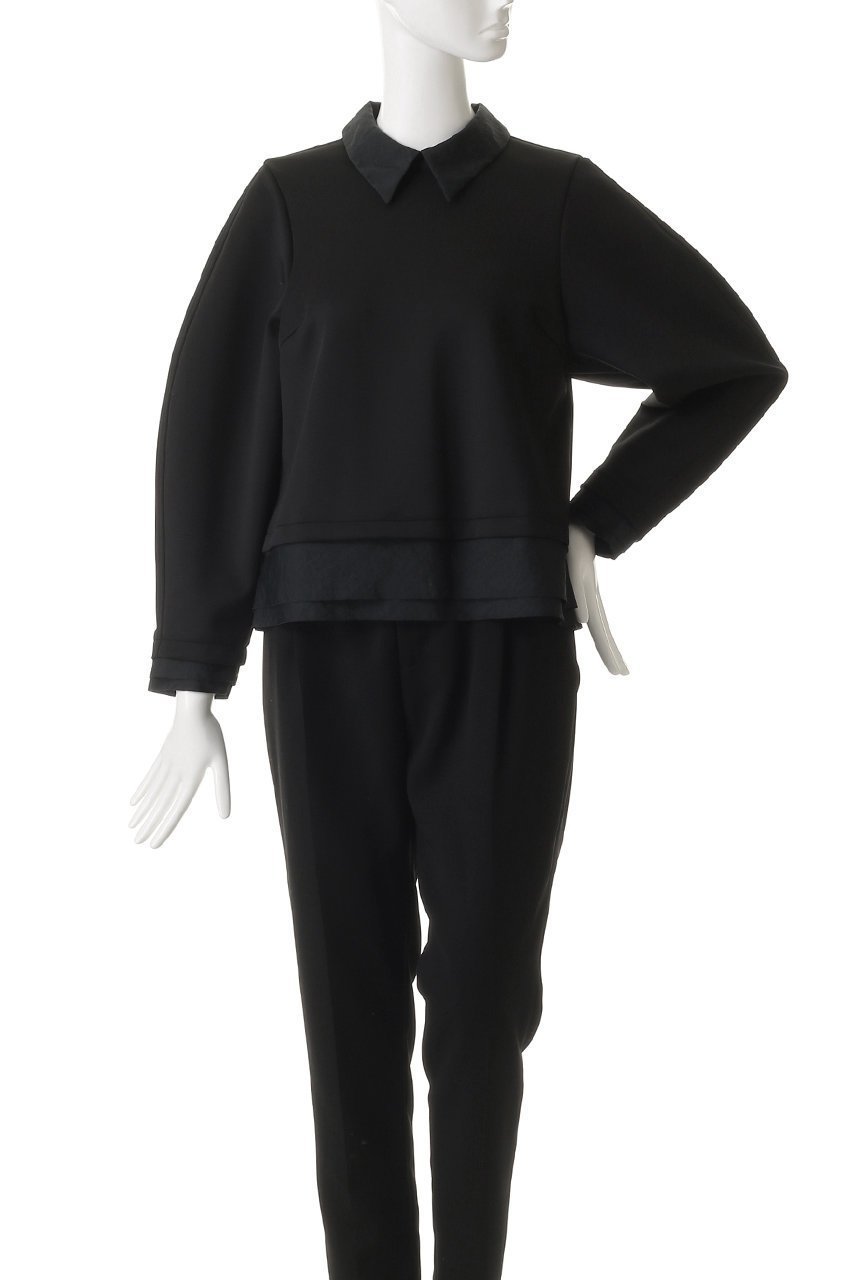 【ランバン オン ブルー/LANVIN en Bleu】のシャツカラーコンビカットソー 人気、トレンドファッション・服の通販 founy(ファニー) 　ファッション　Fashion　レディースファッション　Fashion for Women　トップス・カットソー　Cut & Sew Tops　シャツ・ブラウス・オフィスカジュアル　Elegant Blouses & Button-Ups　ロングTシャツ・Tシャツ　Longline T-Shirts & Tees　カットソー・ベーシックTシャツ　Cut-and-Sewn Tops / Stretch Tees & Basics　カットソー　Cut and Sewn Top　コンパクト　Compact, Small Size　コンビ　Combo, Combination Style　ショート　Short, Short Length　シンプル　Simple, Minimal　スリーブ　Sleeve, Long Sleeve / Short Sleeve　デニム　Denim, Jeans Material　トレンド　Trend, Trending Now　ボトム　Bottoms, Lower Wear　ロング　Long, Long-Length　ワイド　Wide, Wide Fit　other-2|ID: prp329100004748442 ipo3291000000036015354