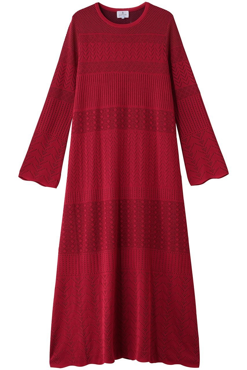 【ランバン オン ブルー/LANVIN en Bleu】のニットレースワンピース インテリア・キッズ・メンズ・レディースファッション・服の通販 founy(ファニー) 　ファッション　Fashion　レディースファッション　Fashion for Women　ワンピース　Dresses　チュニック　Tunic Tops & Dresses　アンダー　Underwear Essentials　エレガント 上品　Elegant　コンパクト　Compact, Small Size　ジュエリー　Jewelry, Accessories　チュニック　Tunic, Long Top　ドレス　Dress, One-Piece　フレア　Flare, Flared　レース　Lace, Lace Fabric　ロング　Long, Long-Length　再入荷　Restock / Back in Stock　レッド|ID: prp329100004748447 ipo3291000000036015360