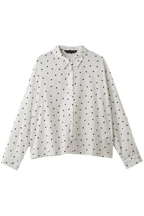 【ミズイロ インド/mizuiro ind】のflocky dots print shirt シャツ 人気、トレンドファッション・服の通販 founy(ファニー) ファッション Fashion レディースファッション Fashion for Women トップス・カットソー Cut & Sew Tops シャツ・ブラウス・オフィスカジュアル Elegant Blouses & Button-Ups ロングTシャツ・Tシャツ Longline T-Shirts & Tees クラシカル Classical, Vintage-Inspired ジャケット Jacket, Outerwear スリーブ Sleeve, Long Sleeve / Short Sleeve ドット Polka Dot, Dot Pattern ロング Long, Long-Length エレガント 上品 Elegant 新作・新入荷 New Arrivals / New In |ID:prp329100004748452